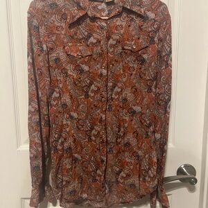 Wrangler Orange and Brown Paisley Shirt